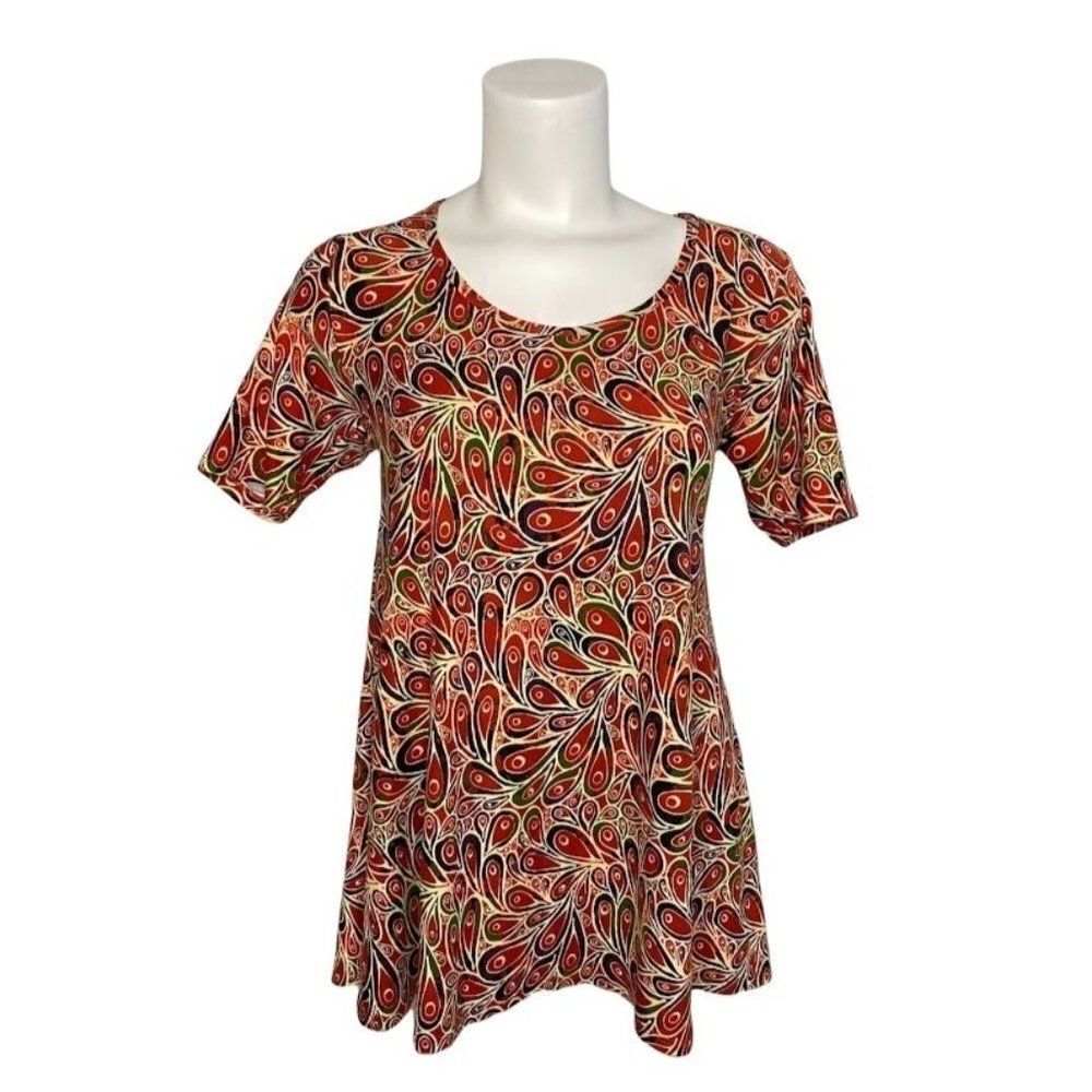 LuLaRoe Perfect T Red‎ Paisley Super Soft XXS